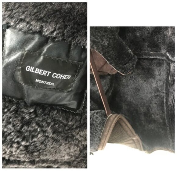 GilbertCohen Montreal Vintage Shearling Sheepskin Leather Coat Warm Fur Pocket L - Picture 11 of 15